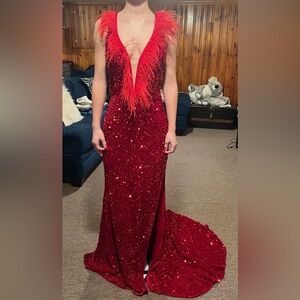 Alyce Paris Red Sequin Prom Dress
